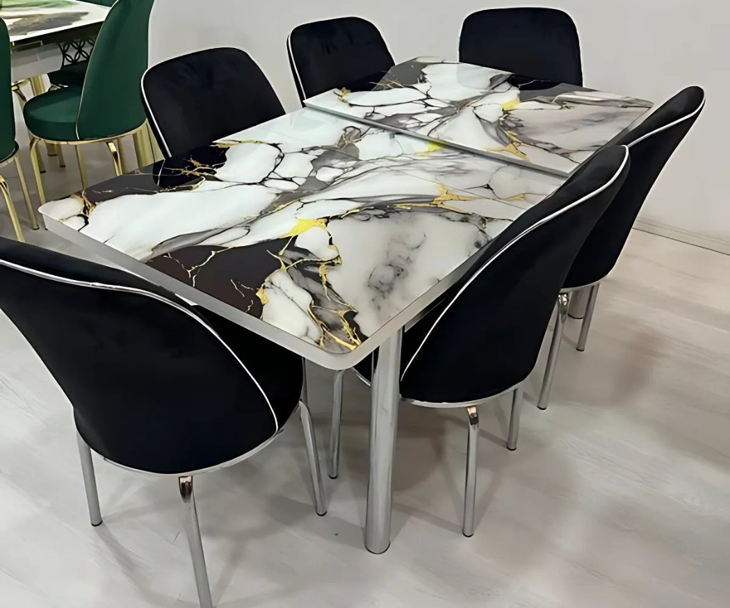 black luxury dining table set