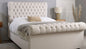 Luxury Cream Sleigh Bed – Upholstered Tufted Headboard | Elegant & Comfortable